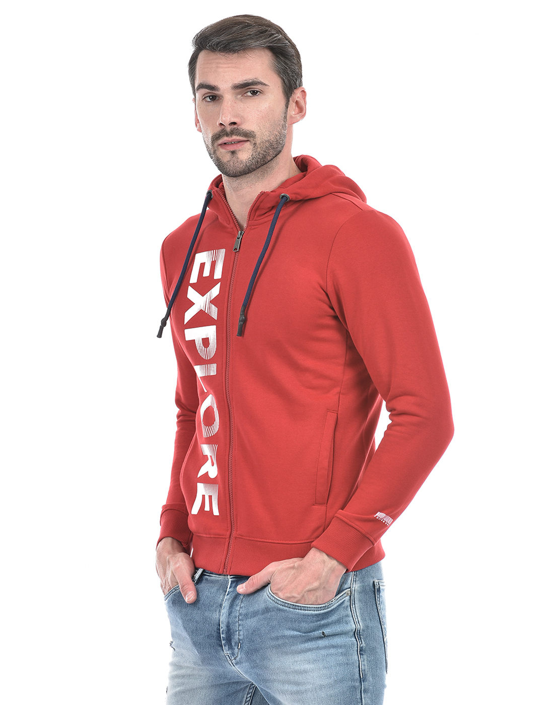 Numero Uno Men Abstract Red Sweat Shirt